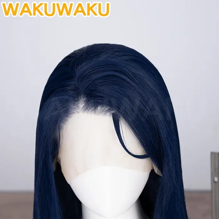 En STOCK Caitlyn avant dentelle perruque Anime Arcane Cosplay WakuWaku femmes bleu foncé cheveux longs 50 cm