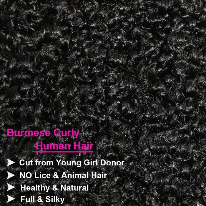 Extensions de Cheveux Bouclés Birmans Vierges Non Traités