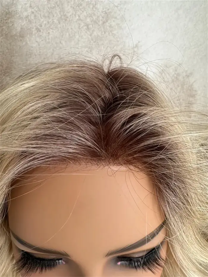 Perruque Bob Blonde chaude superposée vague courte reflets platine