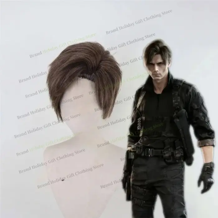 Perruque de cosplay Re9 REQ Leon 2026 pour homme