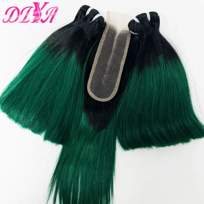 Paquets droits de cheveux humains d'os avec la fermeture transparente de dentelle 2x6 Extensions de 