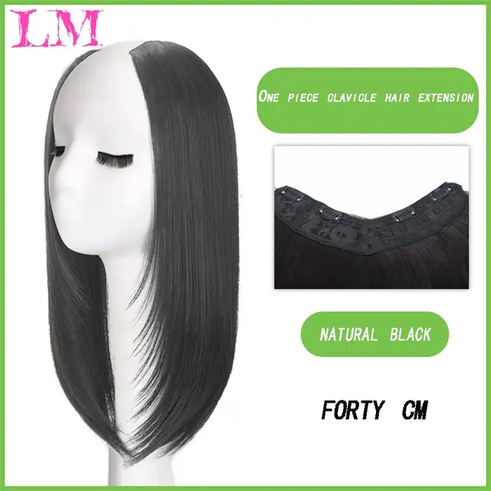 LM-Extensions de Cheveux Synthétiques Longs et Lisses pour Femme, Demi-Perruque en Forme de U, Posti