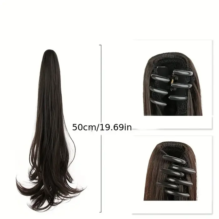 Extensions capillaires synthétiques longues et lisses, 20 pouces/50cm, Extensions capillaires queue