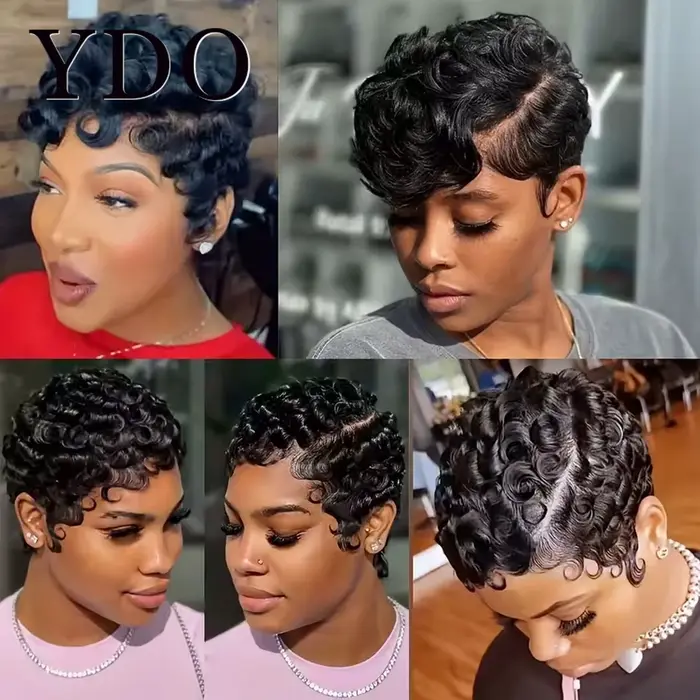 Perruque courte bouclée Chioma avec ligne de cheveux pré-épilée