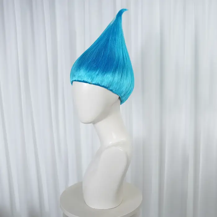 Perruque bleue synthétique pour fête d'Halloween