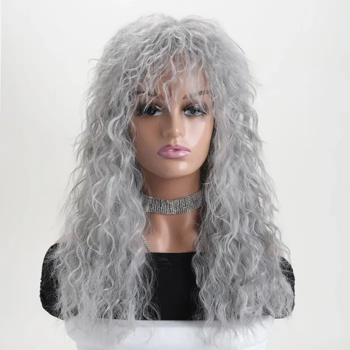 Perruque synthétique longue bouclée Style années 70 et 80 pour femmes, perruque Glam Rock Rocker par