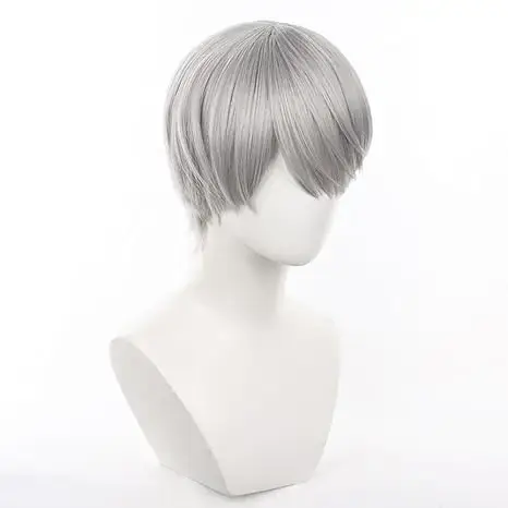 Perruque Anime Yu Narukami grise en forme de bol