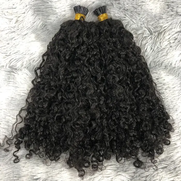 Sassy bouclés je pointe Extension de cheveux humains brésilien Remy cheveux Microlink pré-collé doux
