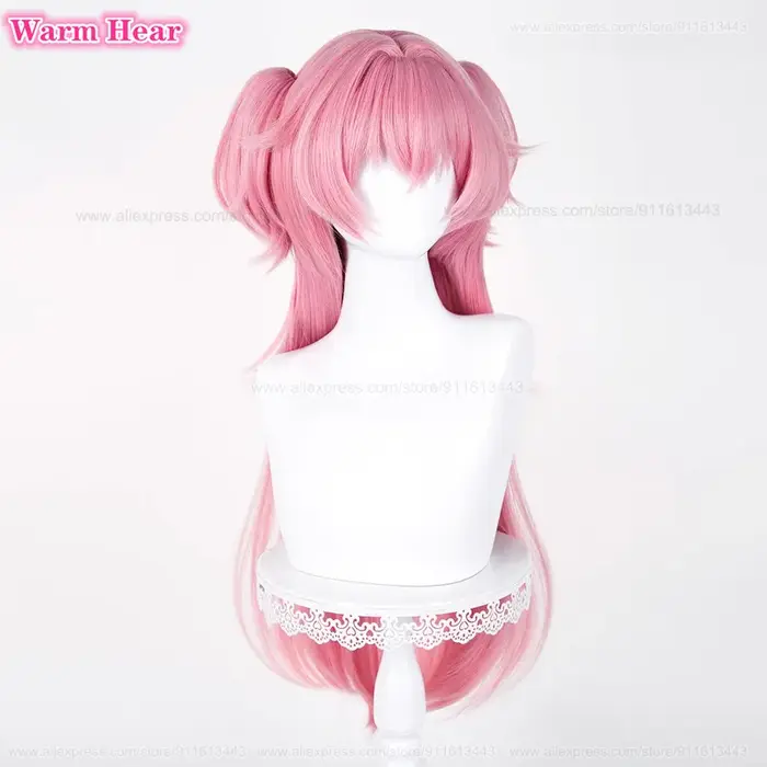 Nouveau! Perruque de cosplay Anime Momoi Airi longue de 78 cm, rose, double queue de cheval, cheveux synthétiques résistants à la chaleur, perruques pour fête d'Halloween + un bonnet de perruque