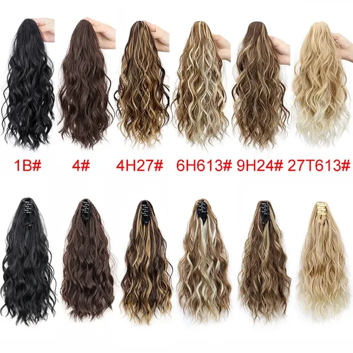 Extension capillaire synthétique courte bouclée de 14 pouces, postiche moelleuse à Clip pour queue d