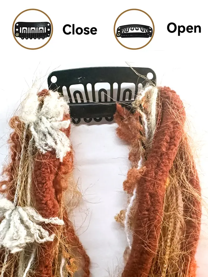 Extensions de cheveux tressées à la main colorées de 24 pouces, à clipser, en cheveux naturels, dreadlocks, accessoires de cheveux bohèmes