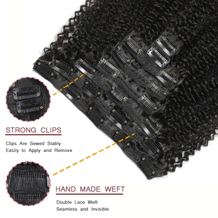 Extensions de cheveux bouclés afro kinky à clipser