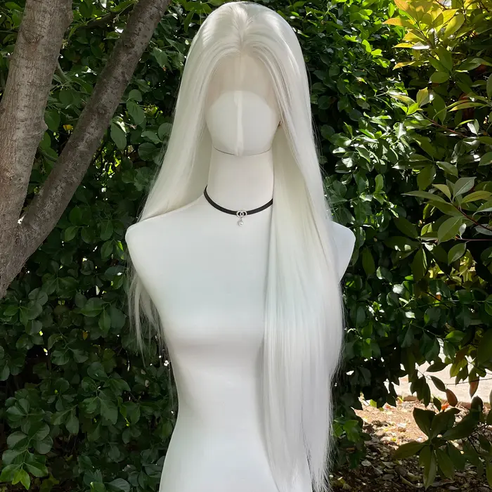 Elf Cosplay – perruque Lace Front Wig synthétique blanche 13x4