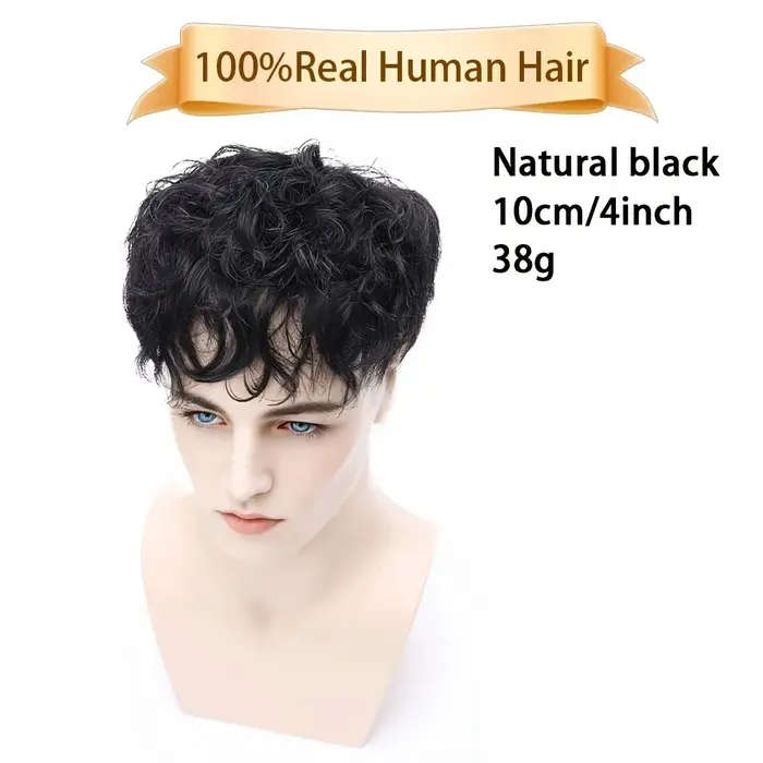 Perruque ample de cheveux humains réalistes pour hommes