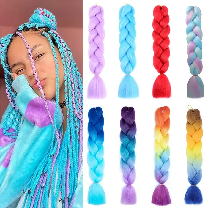 Extension capillaire synthétique tressée de 24 pouces