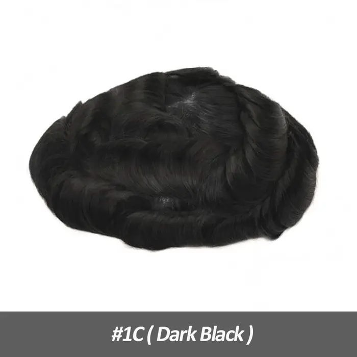 Toupet cheveux humains hommes 0.12-0.014mm peau avec noeuds hommes perruques noir brun gris cheveux 