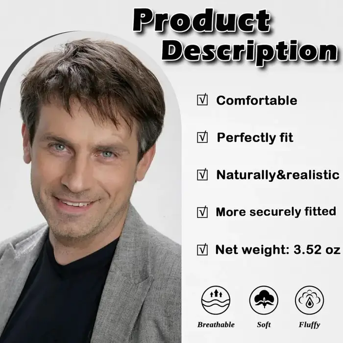 Perruques courtes brunes pour hommes