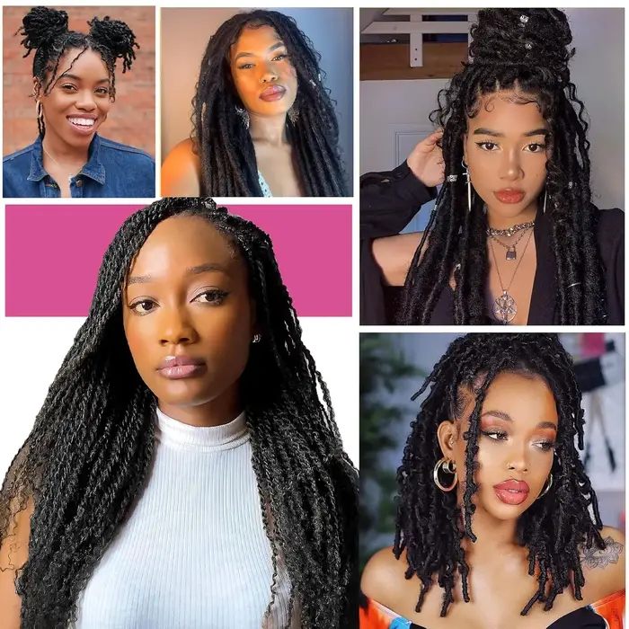 Cheveux synthétiques bouclés afro crépus pour tresses/extensions de locs permanentes