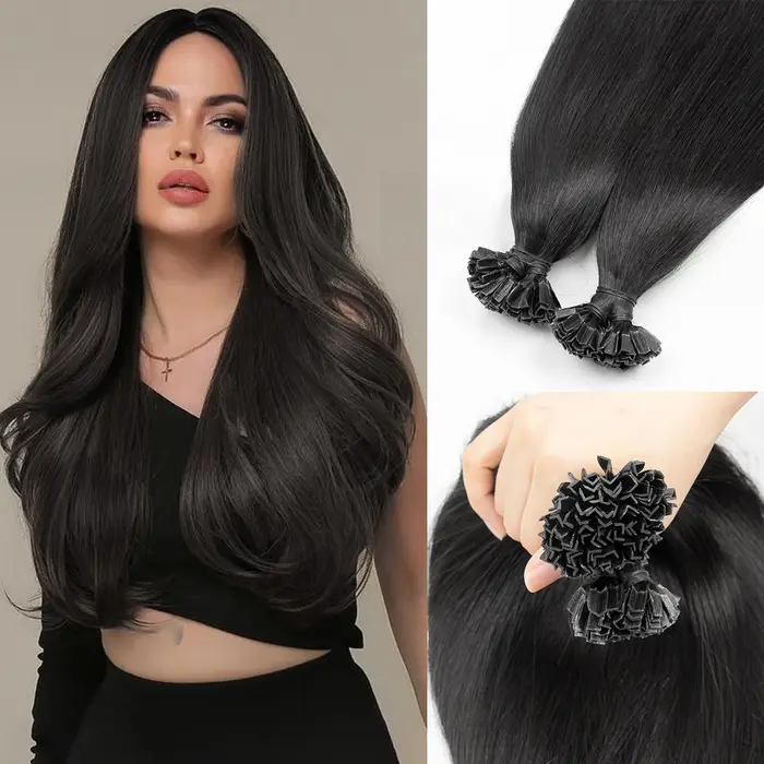 Mme cheveux kératine cheveux K pointe Fusion chaude naturel Extensions de cheveux humains italie kér