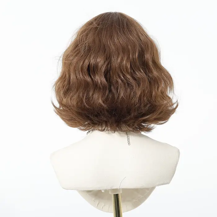 Perruques synthétiques marron miel, perruque courte ondulée pour femmes, faux cheveux naturels quoti