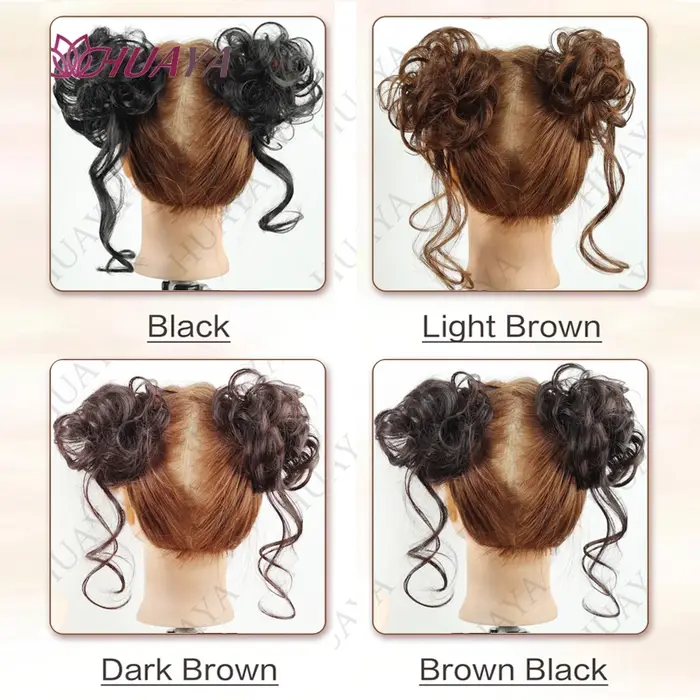 2 pièces synthétique désordre Updo cheveux Chignon Chignon chouchous faux cheveux bande tresse élast
