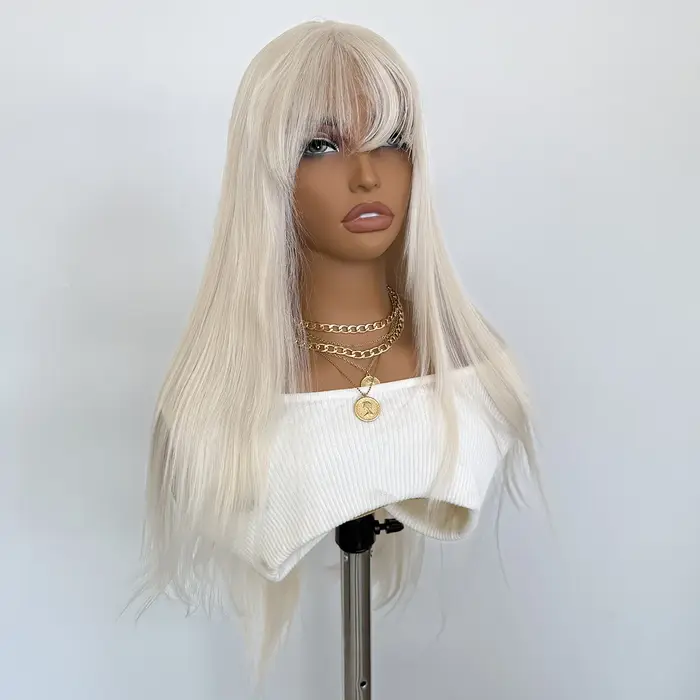 Perruque Lace Front Wig synthétique Blonde platine