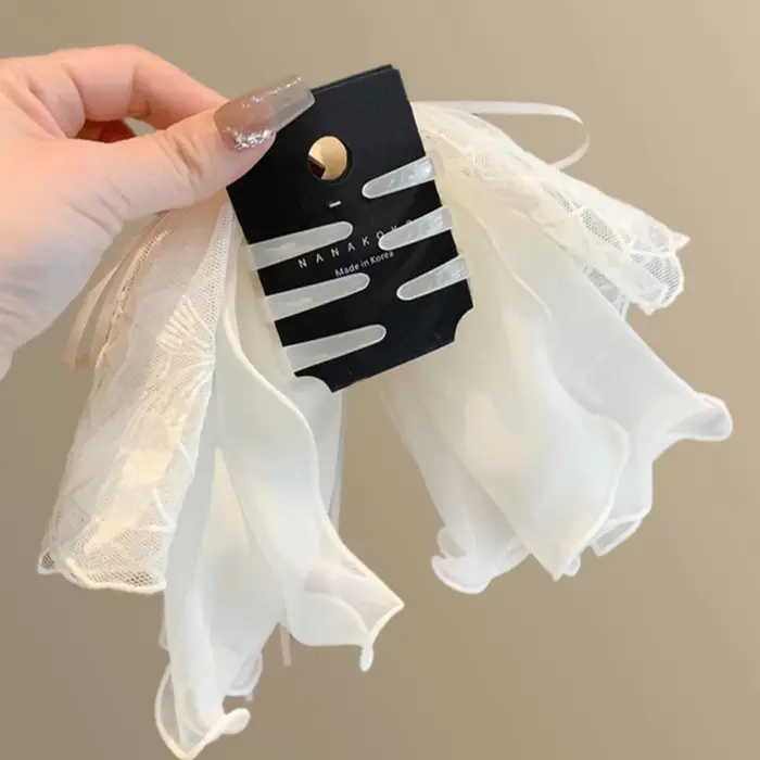 Pinces à cheveux en dentelle brodée avec nœud pour femmes