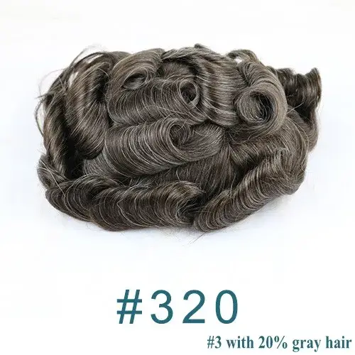 Délié naturel 0.02mm Base de peau Super mince toupet pour hommes 80 ~ 90% densité gris mâle système de prothèse capillai