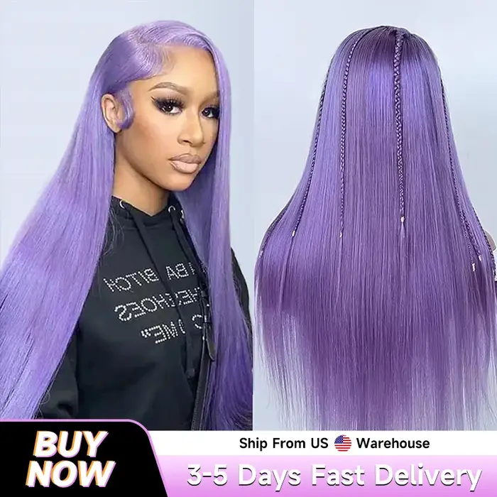 Perruque en cheveux humains vietnamiens violets, Lace Front HD transparente 13x6, pré-épilée, densit
