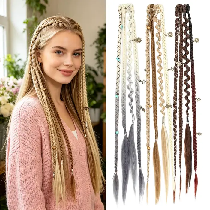 Perruque tressée de 20 pouces style bohème, petite tresse torsadée, postiche pour femme, style BB Clip, coiffure tressée Hot Girl Boxing Braid