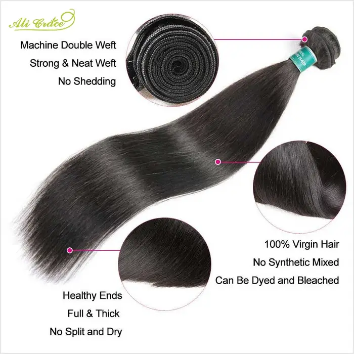 Mèches malaisiennes 3/4 naturelles Remy-ALI GRACE Hair