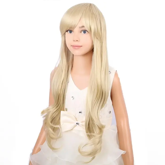 Perruque longue blonde ondulée pour enfants