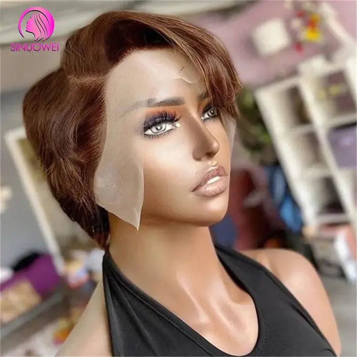 Perruque Bob Brésilienne Coupe Pixie pour Femme
