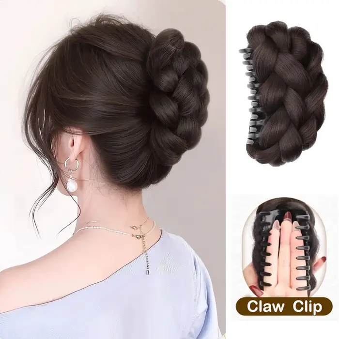 Chignon synthétique torsadé pour femme avec pince à cheveux, effet fleur, coiffure bouclée et volumi