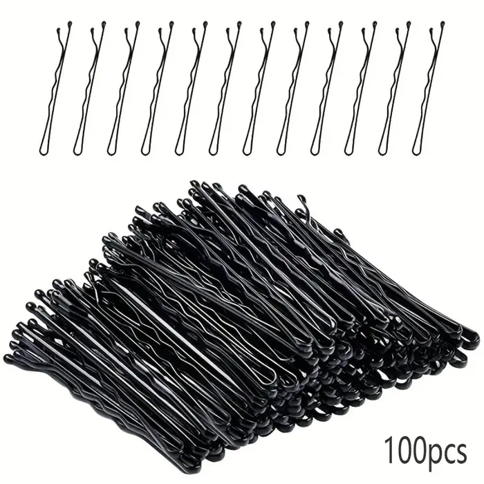 Lot de 100 pinces à cheveux en métal ondulé, antidérapantes et durables, pour chignons, franges et c