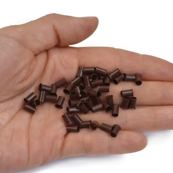 1000 pièces 3.4mm Extensions de cheveux anneaux Euro Lock évasé Tube de cuivre