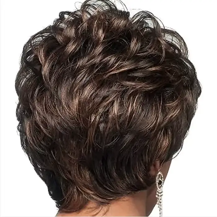 HAIRJOY cheveux synthétiques femmes perruques courtes classiques couches perruque grise bouclée