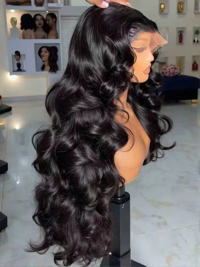 Perruques de cheveux humains péruviens bruts, Body Wave, densité 250%, 40 42 pouces, 13x6 HD, 13x4,