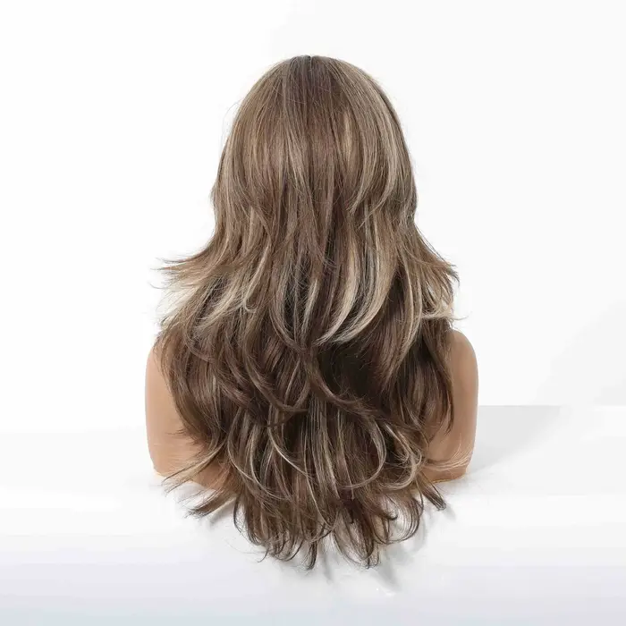 Perruque de cheveux humains mi-longs pour femmes