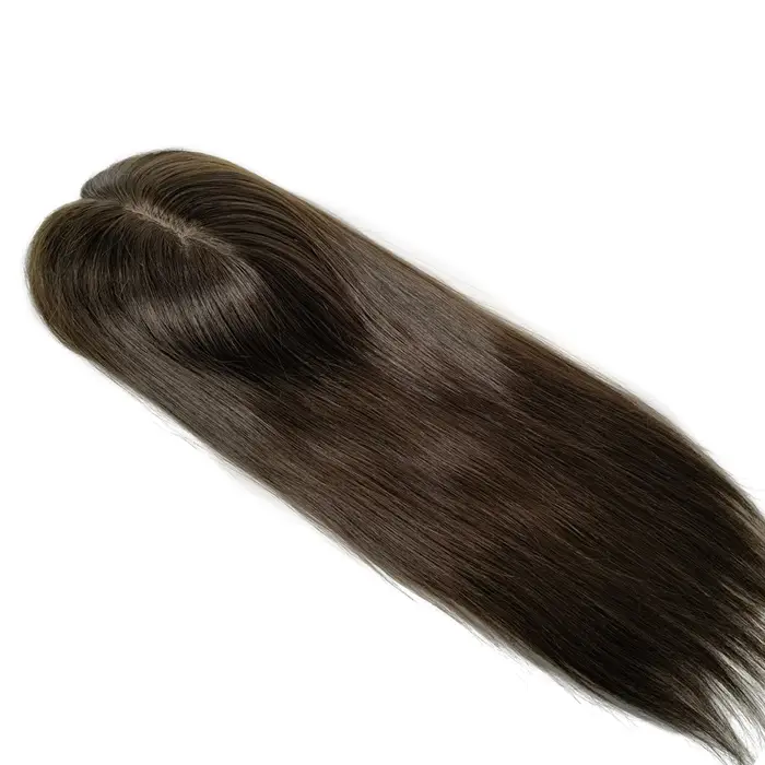 Topper de cheveux humains Remy en soie, 15x16CM, pour femmes, Base en soie lisse, Clip pour perte de