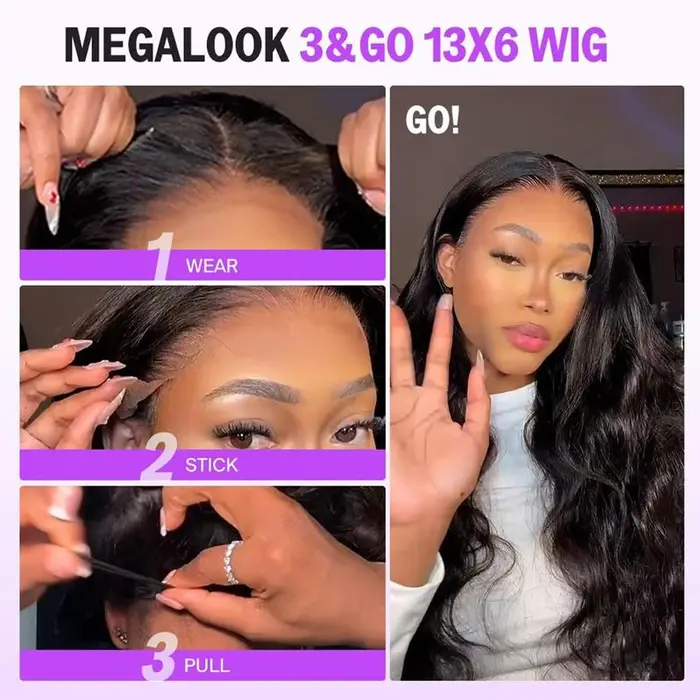 Megalook 13x6 HD sans colle Bye Bye noeuds dentelle frontale cheveux humains bouclés perruques pré plumées pré coupé