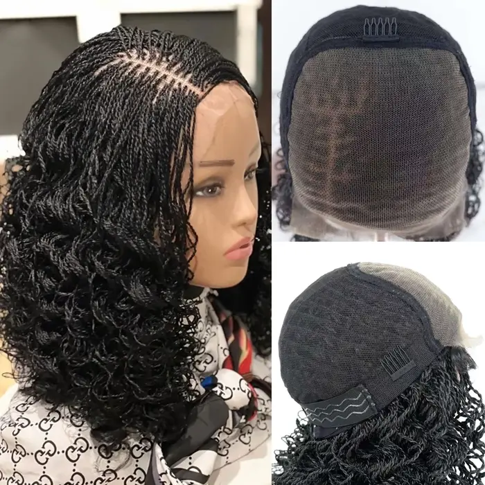 Perruque synthétique tressée torsadée bouclée pour femme