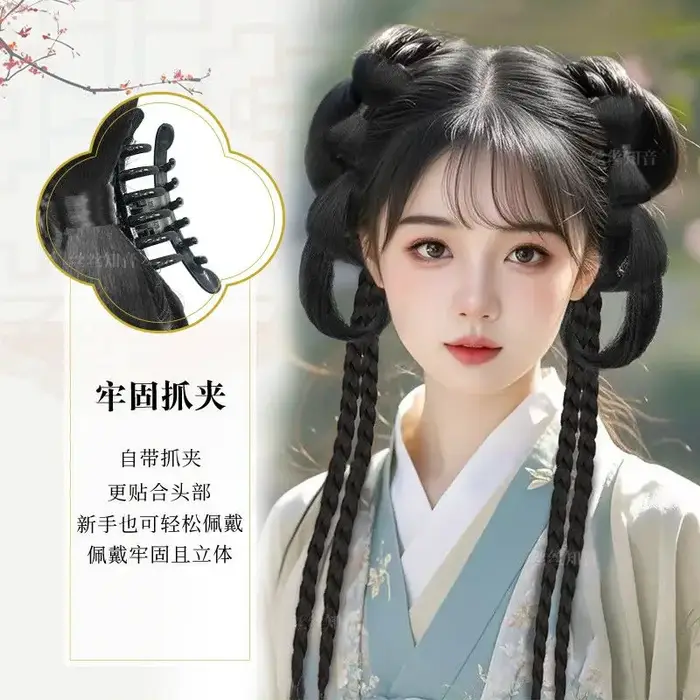 Ensemble de chignon Hanfu: Updo à clipser tout-en-un avec rembourrage de faux cheveux