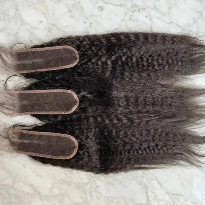 Perruque Lace Closure naturelle crépue lisse, 12-22 pouces, 2x6, dentelle suisse transparente, pre-p