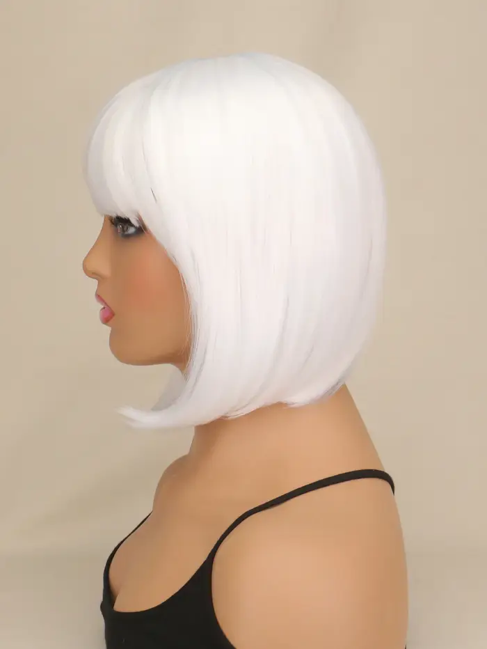 Hort Perruque Bob avec frange – Cheveux en fibres synthétiques naturelles pour un usage quotidien