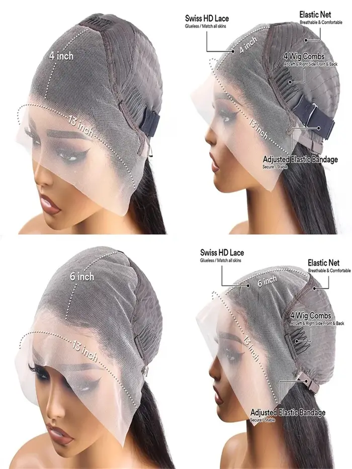 30 40 pouces 13x6 HD Transparent os droite dentelle avant perruques 200 densité 13x4 dentelle brésil
