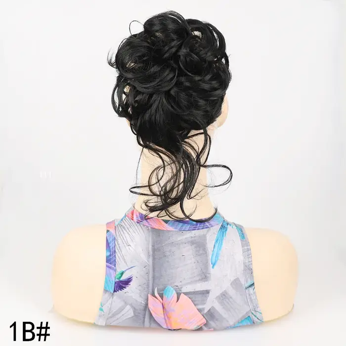 Extension de Chignon synthétique bouclé et désordre pour femmes, postiche chouchou élastique pour un