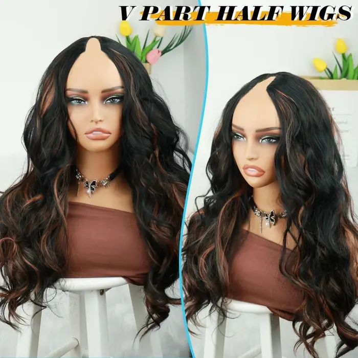 Perruque V-Part Body Wave améliorée avec cordon de serrage réglable, densité 220, forme en V, demi-p