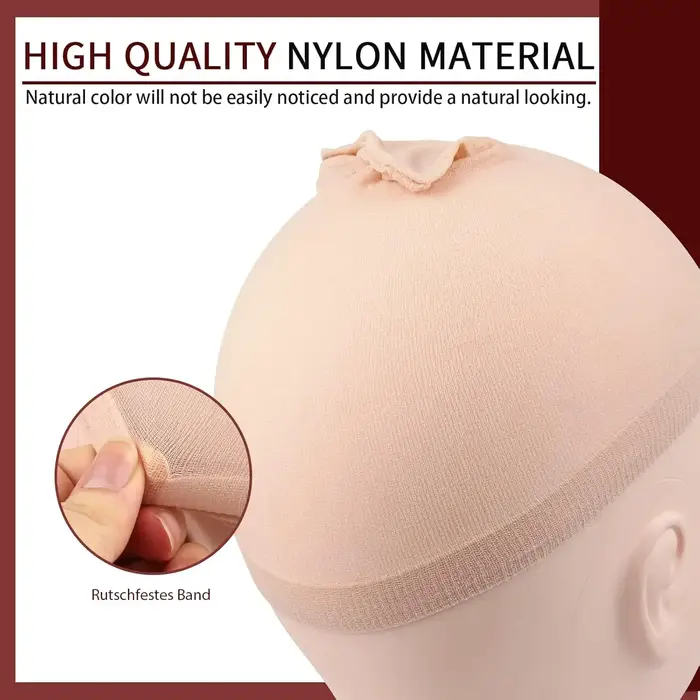 Bonnet de perruque 2 pièces bonnets de perruque en nylon bonnets de perruque noirs nus pour femmes bonnets de perruque pour Halloween Cosplay pour femmes hommes enfants usage quotidien