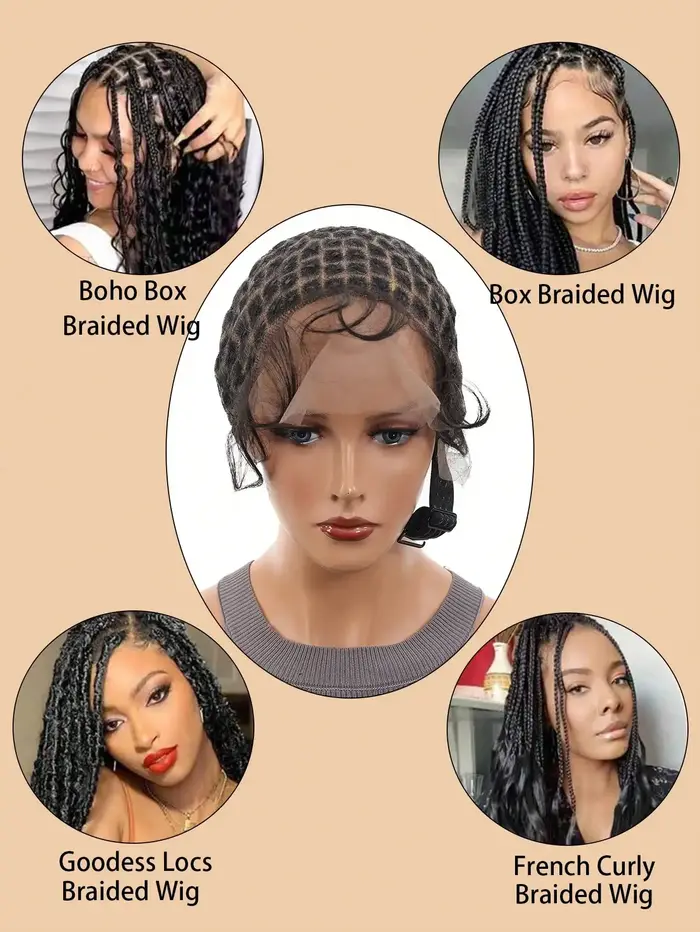 Bonnet de perruque synthétique tressé avec cheveux de bébé